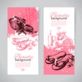 Set of spa banners. Vintage hand drawn sketch vector illustrations Royalty Free Stock Photo