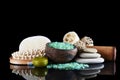 Set for spa-procedures On black background Royalty Free Stock Photo