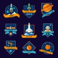 Set of space and astronaut badges