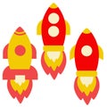 Set of space elements. Cute rockets on white background Royalty Free Stock Photo