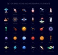 Set of space icons and infographics elements Royalty Free Stock Photo