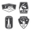 Set of space mission logo, badge, patch. Vector Concept for shirt, print, stamp, overlay or template. Vintage typography Royalty Free Stock Photo