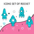 Set of space rocket icons. Vector illustration Royalty Free Stock Photo