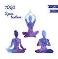 Set of space yoga silhouettes Royalty Free Stock Photo