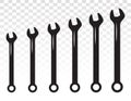 Set of spanner / basin wrench combination flat icon for apps or websites