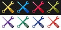 Set Spanner and screwdriver tools icon isolated on black and white background. Service tool symbol. Vector Royalty Free Stock Photo