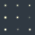 Set of sparkle lights stars. Royalty Free Stock Photo