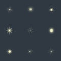 Set of sparkle lights stars. Royalty Free Stock Photo