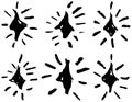 Set of sparkling holiday lights with rays. Seamless repeating festive pattern