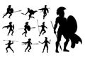 Spartan Silhouette Gladiator Trojan Warrior Set Royalty Free Stock Photo