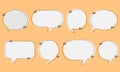 Set of speak bubble text, chatting box, message box outline cartoon vector illustration design. Balloon doodle style of thinking Royalty Free Stock Photo