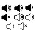 Set speaker icon on white background. speaker sign. sound symbol. audio speaker volume icon for your web site design, logo, app,