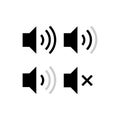 Set of speaker volume flat vactor icon. Symbols on, off, mute, high, low sound signs for graphic design, logo, web site, social