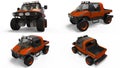 Set special all-terrain vehicle for difficult terrain and difficult road and weather conditions. 3d rendering. Royalty Free Stock Photo