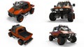 Set special all-terrain vehicle for difficult terrain and difficult road and weather conditions. 3d rendering. Royalty Free Stock Photo