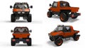 Set special all-terrain vehicle for difficult terrain and difficult road and weather conditions. 3d rendering. Royalty Free Stock Photo