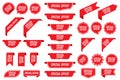 Set of special offer labels in red isolated on white background. Vector illustration Royalty Free Stock Photo