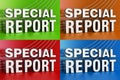 Set of Special Report screens with colored background, 3D render