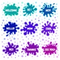 Set of speech blots with text. Colorful speech blots, which can be used in comics or for kids stickers. Royalty Free Stock Photo