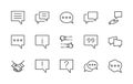 Set of Speech Bubble chat vector lines of icons. Editable Stroke. 32x32 pixels. Royalty Free Stock Photo