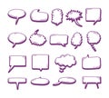 Set of Speech bubble element doodle trendy. Doodle speech bubbles. Hand drawn elements for quotes and text Royalty Free Stock Photo