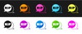 Set Speech bubble rip death icon isolated on black and white background. Vector Royalty Free Stock Photo