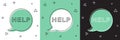 Set Speech bubble with text Help icon isolated on white and green, black background. Vector Royalty Free Stock Photo