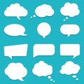 Set of speech bubble, textbox cloud of chat for comment, post, comic. Dialog box icon, message template. Different shape of empty Royalty Free Stock Photo