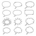 Set of speech bubbles and sound effects isolated on white background Royalty Free Stock Photo
