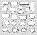 Set of speech bubbles. doodle or cartoon, sketch drawing call-outs set, communication design elements