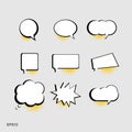 Set of speech bubbles with yellow halftone. Retro empty comic bubbles. Royalty Free Stock Photo