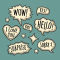 Set speech and thought bubbles. Vintage vector engraving Royalty Free Stock Photo