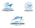 Set of Speed boat logo design template, Sea boat logo design concept Royalty Free Stock Photo