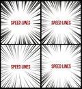 Set of Speed lines isolated set. Motion effect for your design. Black comic lines on a white background. Royalty Free Stock Photo