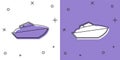 Set Speedboat icon isolated on white and purple background. Vector