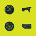 Set Speedometer, Car door handle, wheel and fender icon. Vector