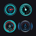 Set of speedometers for dashboard Royalty Free Stock Photo