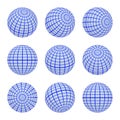 Set spheres globe earth grid from different sides