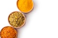 Set spice saffron,turmeric,green salt Royalty Free Stock Photo