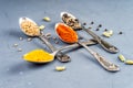 A set of spices and herbs. Indian cuisine. Royalty Free Stock Photo