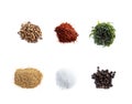 Set of spices isolated on white background