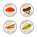 Set of spices labels. 100 organic. collection