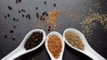 Set spices in measuring spoon. Cooking and seasoning for taste Royalty Free Stock Photo