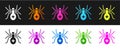 Set Spider icon isolated on black and white background. Happy Halloween party. Vector Royalty Free Stock Photo