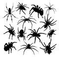 Set of spider silhouettes vector Royalty Free Stock Photo