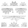 Set of spider web for Halloween. Halloween cobweb, frames and borders, scary elements for decoration