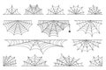 Set of spider web for Halloween. Halloween cobweb, frames and borders, scary elements for decoration Royalty Free Stock Photo