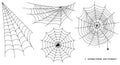 Set of spider web or spider home insect or small spider in the web concept. editable stroke - eps 10 vector