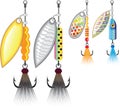 Set of spinners fishing lures vector illustration