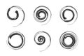 Set of Spiral Brush Strokes Design Elements. Abstract Swirl Icons Royalty Free Stock Photo